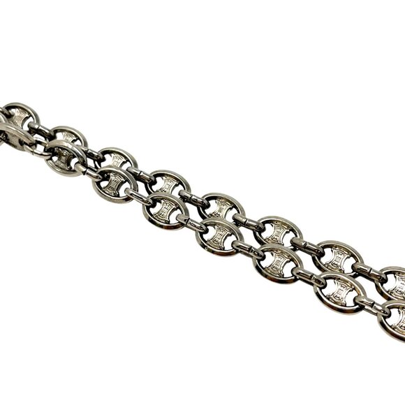 CELINE Vintage Macadam Logo Chain Necklace Accessory Silver Metal  [104002] - Picture 7 of 8